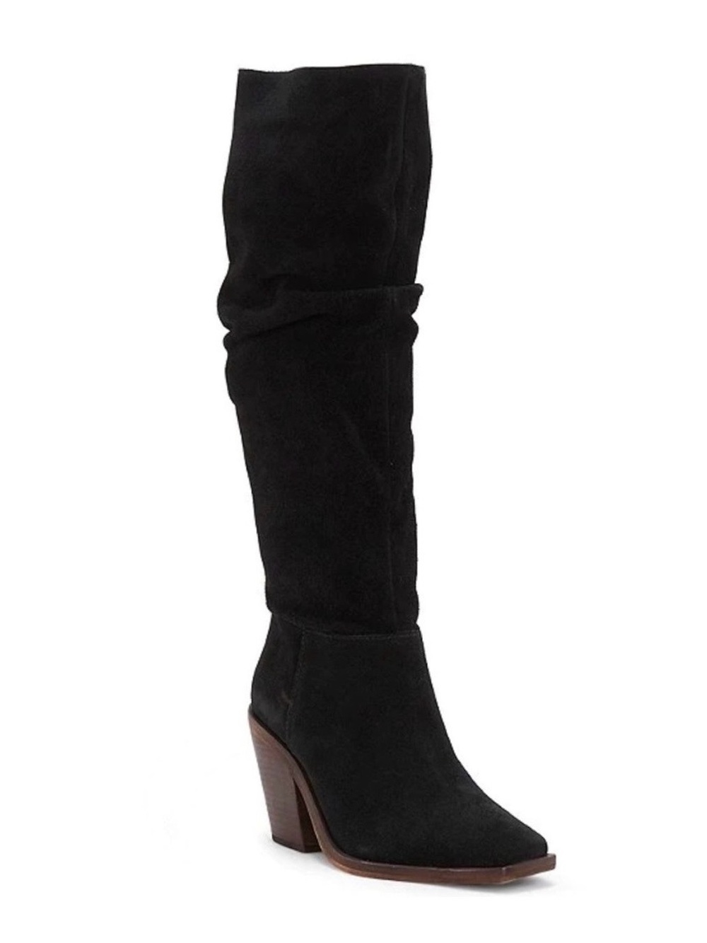 Vince Camuto Black Suede Knee-High Heeled Boots